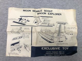 Vintage 1961 Sears Moon Mobile Scout Wagon Explorer Instruction Sheet Only