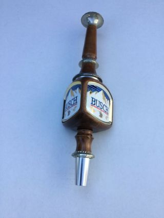Vintage Busch Beer Tap Handle Wood With Metal Knob Topper 12” Length