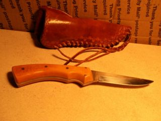 Vintage Handmade Hunting Fighting Stainless Steel Knife W/leather Sheath