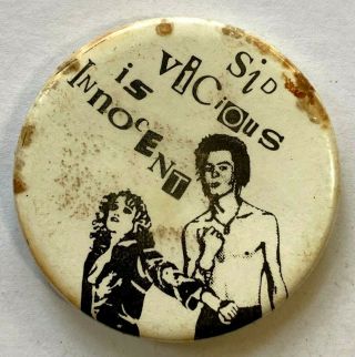 Sex Pistols - Sid Vicious Is Innocent - Vtg 70/80`s Button Pin Badge 37mm Punk