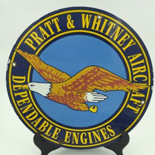 Vintage Pratt & Whitney Aircraft Dependable Engines Porcelain Sign