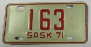 Vintage 1971 Saskatchewan Province,  Canada Motorcycle License Plate Tag 163