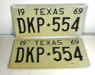 1969 Unissued Texas License Plate Pair