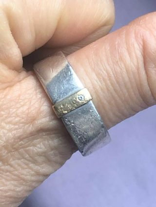 Vintage Hallmarked Sterling Silver And Gold Diamond Ring,  Uk Size U