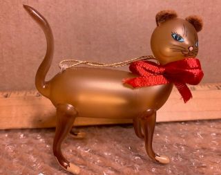 Vintage Italian Blown Mercury Glass Christmas Cat Ornament