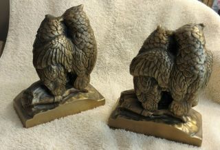 Vintage PM Craftsman Brass Owl Bookends Philadelphia Mfg Co Book Ends 3