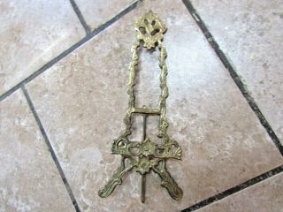 Vintage Ornate Solid Brass Display Stand Easel Plate Picture Holder 11 1/2 " Tall