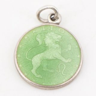 Vtg Sterling Silver 1967 Enamel Leo Lion Zodiac Astrology Bracelet Charm - 4.  5g