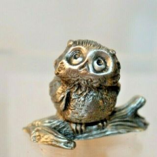 Vintage 1976 Hallmark Little Gallery Fine Pewter Owl Bird On A Log Hallmark Usa