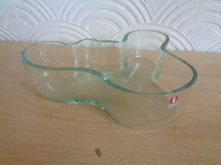 Vintage Alvar Aalto (marked) Littala Glass Bowl Finland 4.  5cms Deep
