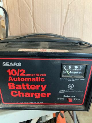 Vintage Sears Battery Charger 10 & 2 Amp For 6 & 12 Volt.  Usa Made,