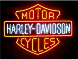 Rare Harley Davidson Hd Motorcycle Bike Real Glass Beer Bar Neon Sign Light