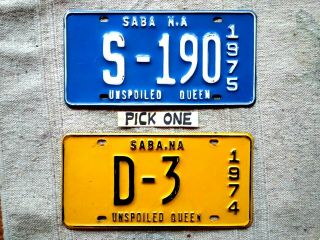 Saba License Plate Tag: 1974 Or 1975 Pick One - Unspoiled Queen " Low