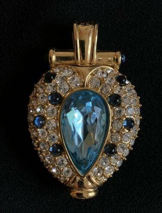 Vintage Nolan Miller Jeweled Glamour Pendant Topaz Sapphire Crystals