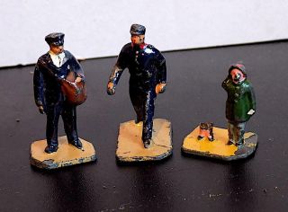 Vintage Painted Lead Dinky Toy Accessory Railway Figures X 3 Inc Postman Some Af