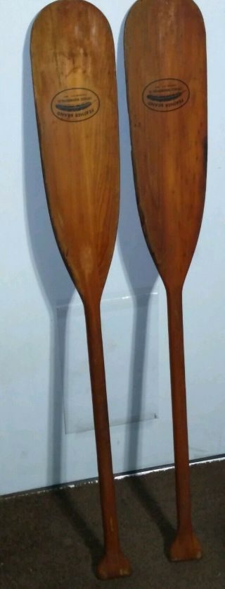 Vtg - Feather Brand 48 " Wooden Oars Paddles Caviness Usa Made