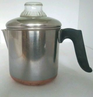 Vtg 1801 Revere Ware Copper Clad 5 - Cup Stove Top Percolator Coffee Pot Usa 84
