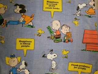 Vintage Peanuts Snoopy Woodstock Twin Size Flat Bed Sheet - Happiness Is