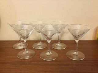 6 Vintage Noritake Sasaki Bamboo Crystal Martini Cocktail Stemmed Glasses