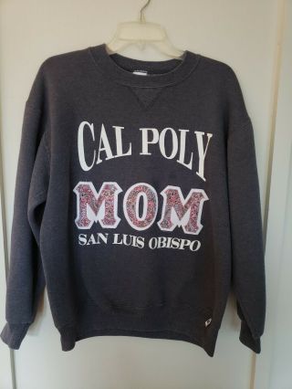 Vintage 90s Cal Poly Sweatshirt Sz L Large San Luis Obispo Mom Russell Made Usa