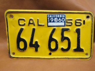 California 1956 Motorcycle License Plate