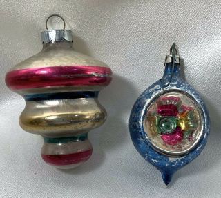 Old Vintage Christmas Ornaments Set Of Two Tear Drop And Indented