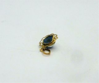 Vintage Gold Blue Glass Evil Eye Pocket Watch Fob Pendant Charm c1960/70s 3