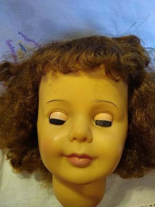 Vintage Patti Playpal Doll Head Auburn Curly Hair Ideal 1960 ' s G35 3