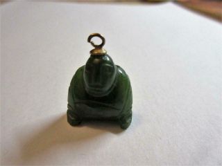 Vintage Zealand Carved Jade,  Green Stone Tiki God Pendant,  Charm