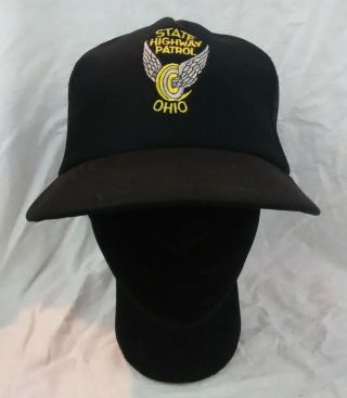 Ohio State Highway Patrol Snapback Ball Cap Hat Black Embroidered Vintage 1990s