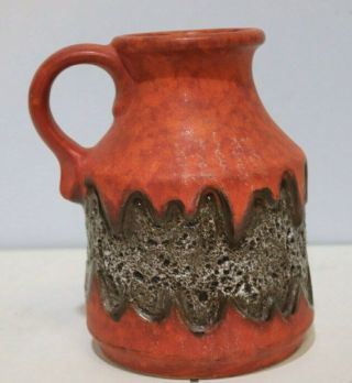 Vtg Mid Century Retro 1970s Red Fat Lava Ceramic Dumler Breiden German Vase - 250