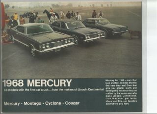 1968 Mercury,  Montego,  Cyclone,  Cougar Sales Brochure