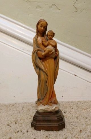 Anri Vintage Madonna Mary Child Jesus Carved Wood Statue Figure Italy 9”