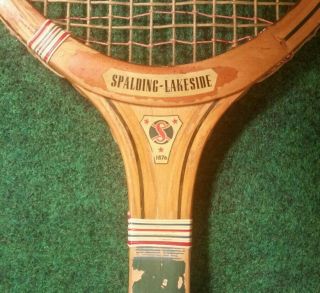 Vintage Spalding Lakeside Wood Tennis Racket 1876
