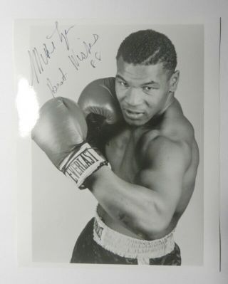 Mike Tyson Autographed 8 X 10 " B&w Photo 80 