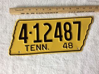 1948 Tennessee State Shape License Plate 4 - 12487 Hamilton County Repainted
