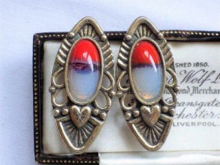 Vintage Miracle Earrings Scottish Celtic Banded Agate Signed