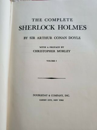 The Complete Sherlock Holmes by Sir Arthur Conan Doyle,  2 Volumes 1930 Doubleday 3