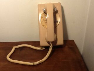 Vintage Western Electric 554bmp Rotary Wall Mount Telephone Tan Beige