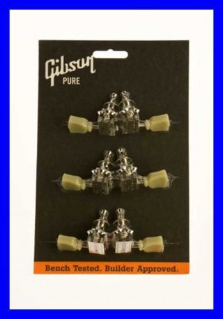 Gibson Deluxe Vintage Tuner Set - Nickel With Pearloid