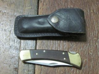 Vtg Buck Knife Folder Model 110 Sheath 1972 - 86 Matt Bob Slight Use Usa