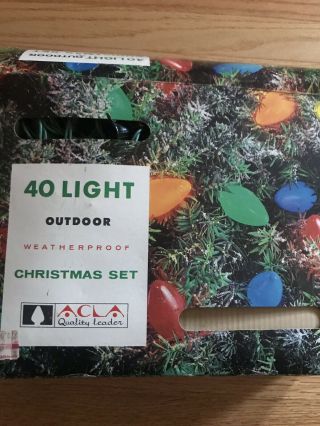 Vintage 40 Light Weatherproof Christmas Light Set C - 9 1/2 Bulbs And Cord