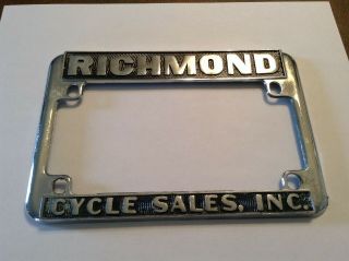 Vintage Metal Motorcycle License Plate Frame Richmond Cycle Sales,  Inc Kentucky?