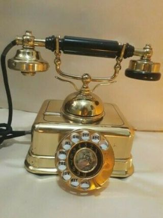 Vintage Brass French Style Rotary Telephone Victorian Gold Automatic Dial Do - 8
