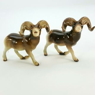 Vintage Hagen Renaker Miniature Figurine Set 2 Mountain Big Horn Sheep Ram