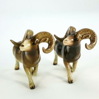 Vintage Hagen Renaker Miniature Figurine Set 2 Mountain Big Horn Sheep Ram 2