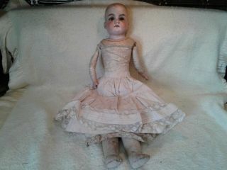 Antique 21 " Bisque Leather Body Doll 370