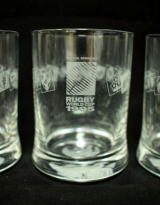 Vintage Set of 3 Commemorative Glasses RUGBY WORLD CUP 1995 - Collectors 3