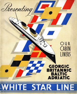 1932 White Star Line " Cabin " Liners Interiors Brochure - Nautiques Ships Worldwide