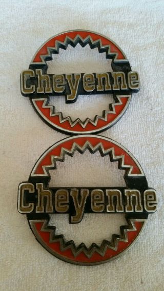 Vintage Chevrolet Cheyenne Badge Emblem Set